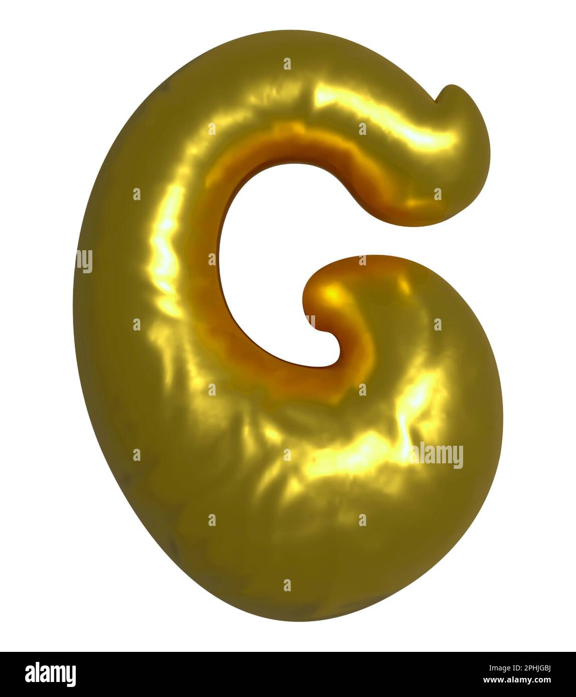 Glänzender goldener Ballonbuchstabe G, 3D Clipart Stockfoto