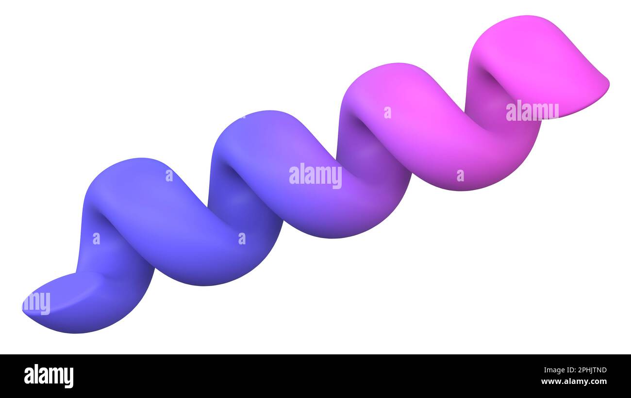 3D Spiralfeder. Symbol für Spiraldraht und flexibles Konfetti für Party, Geburtstagsfeier und Veranstaltungen. Abstrakte gerenderte Darstellung des kurvenförmigen Kabels Stockfoto