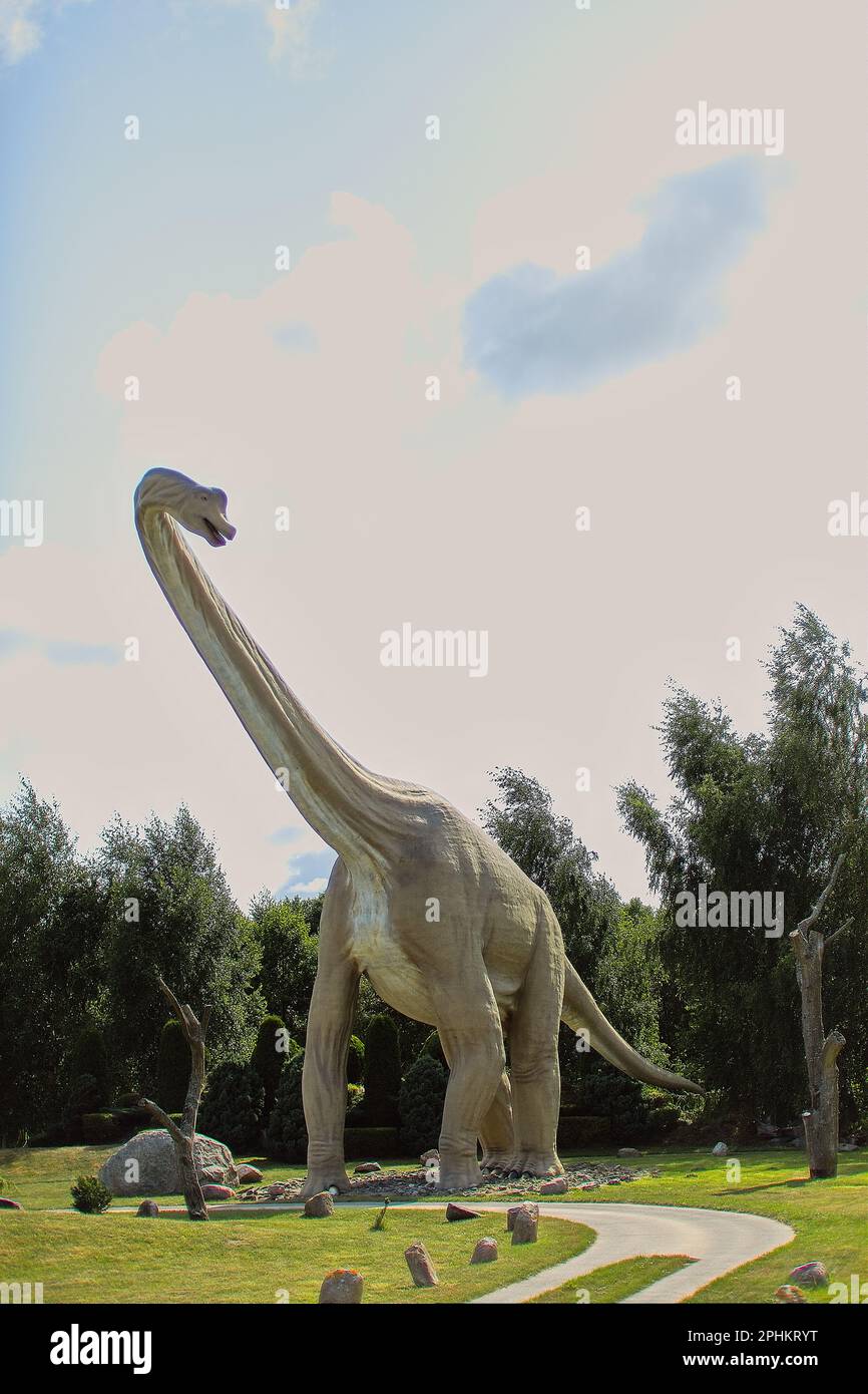 Park dinozaurów w Łebie w północnej Polsce nad Morzem Bałtyckim. Stockfoto