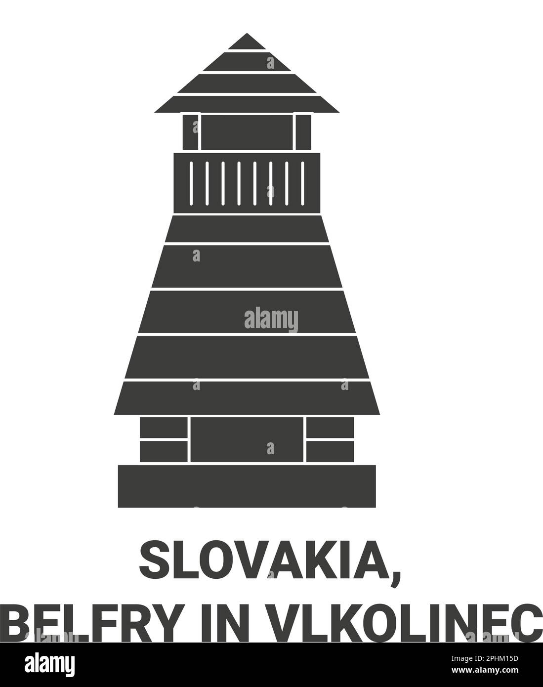 Slowakei, Belfry in VlkolÖ reisen Wahrzeichen Vektordarstellung Stock Vektor