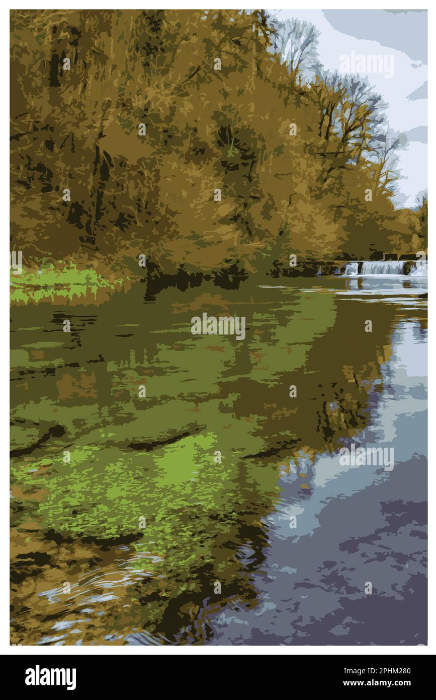 Nostalgisches Retro-Reiseposter des Peak District National Park, England, Großbritannien im Stil von Work Projects Administration. Stock Vektor