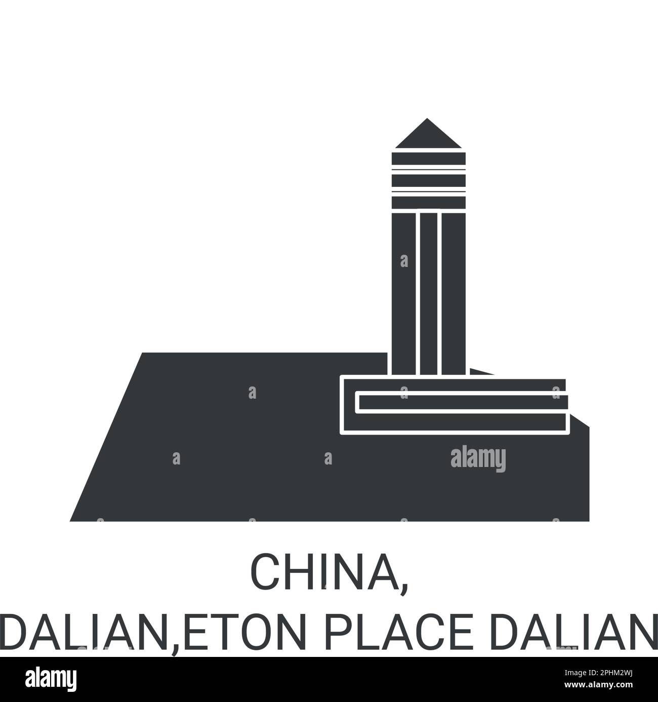 China, Dalian, Eton Place Dalian Reise Landmark Vektordarstellung Stock Vektor