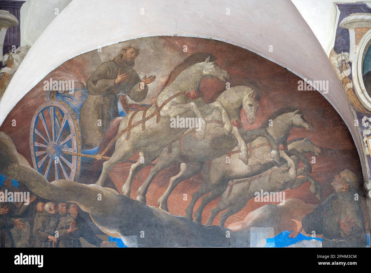 Fresken mit Szenen aus dem Leben von St. Francis im Kloster von FrancisSalvatore in Ognissanti, Florenz Stockfoto