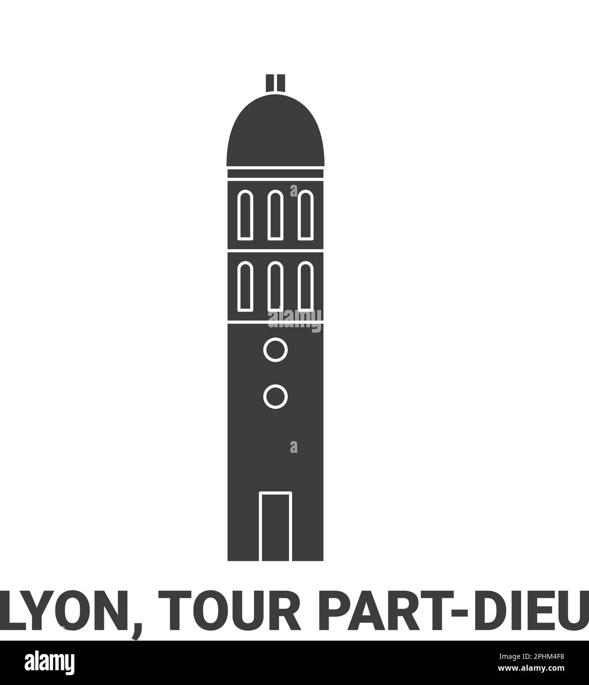 Frankreich, Lyon, Tour Partdieu, Reise-Wahrzeichen-Vektordarstellung Stock Vektor