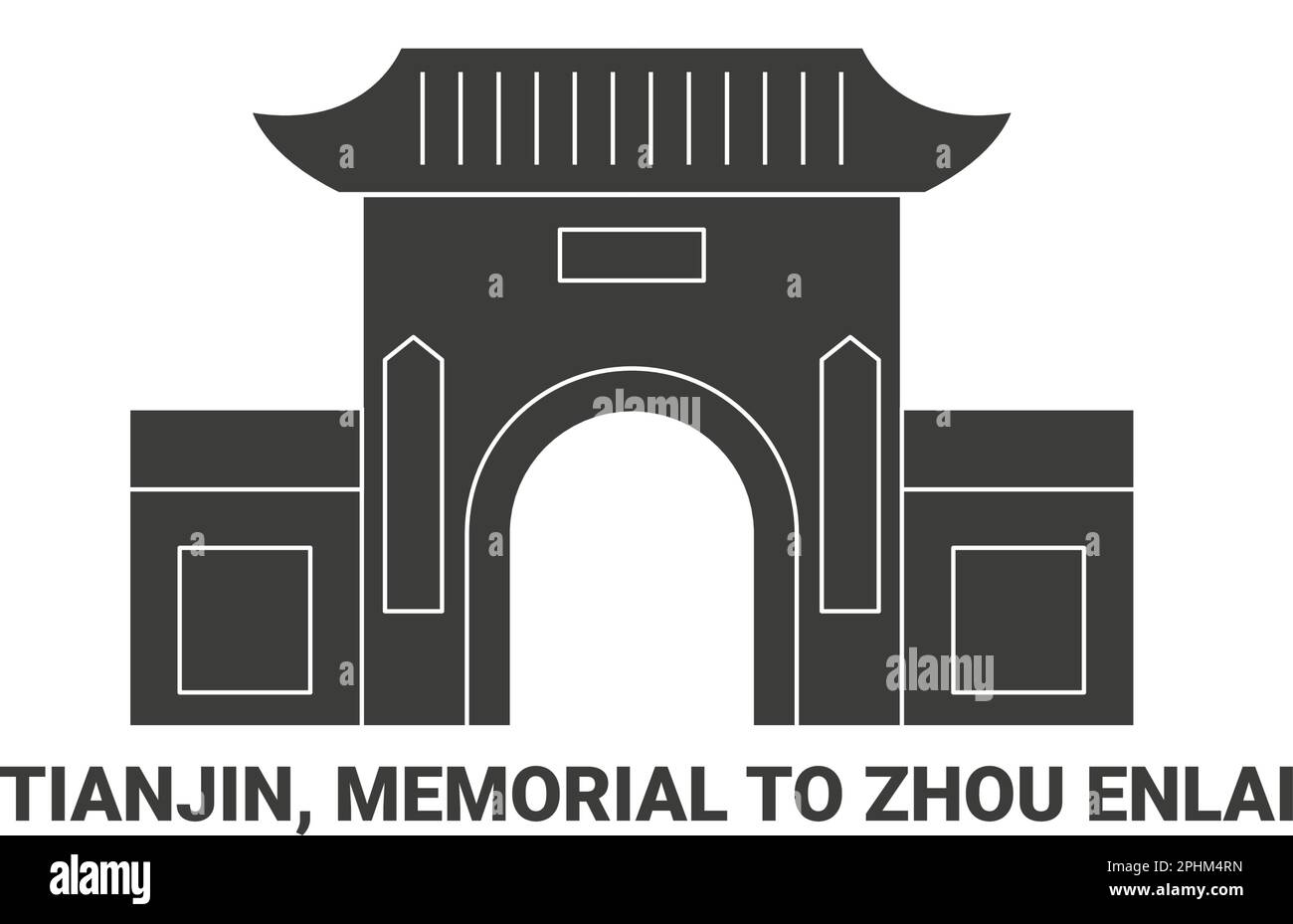 China, Tianjin, Denkmal für Zhou Enlai, Reise-Wahrzeichen-Vektordarstellung Stock Vektor
