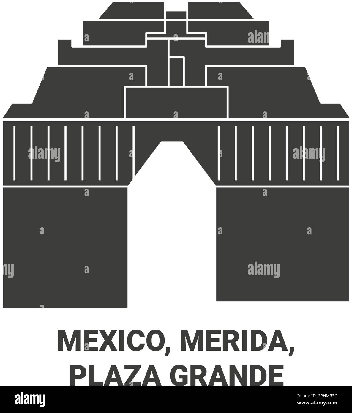 Mexiko, Merida, Plaza Grande Reise-Wahrzeichen-Vektordarstellung Stock Vektor