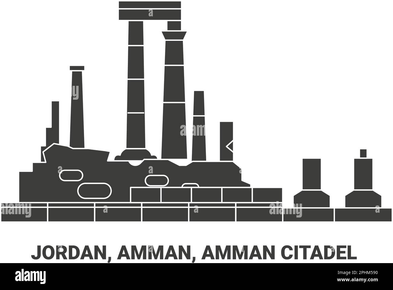 Jordan, Amman, Amman Zitadelle, Reise-Wahrzeichen-Vektordarstellung Stock Vektor