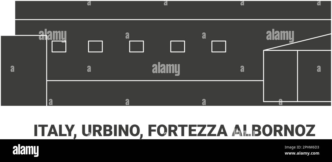Italien, Urbino, Fortezza Albornoz, Reise-Wahrzeichen-Vektordarstellung Stock Vektor