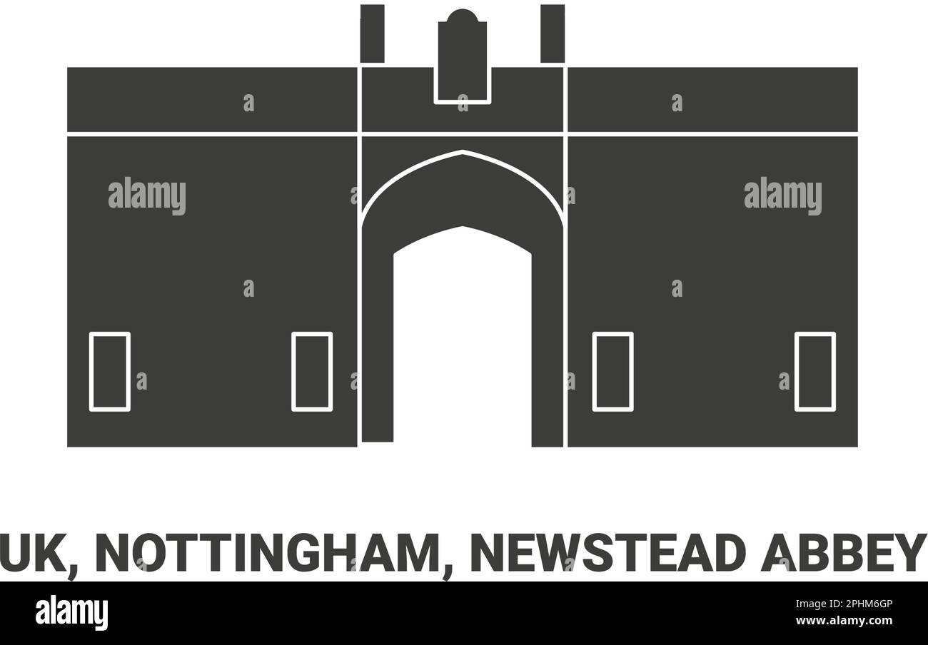 England, Nottingham, Newstead Abbey, Reise-Wahrzeichen-Vektordarstellung Stock Vektor