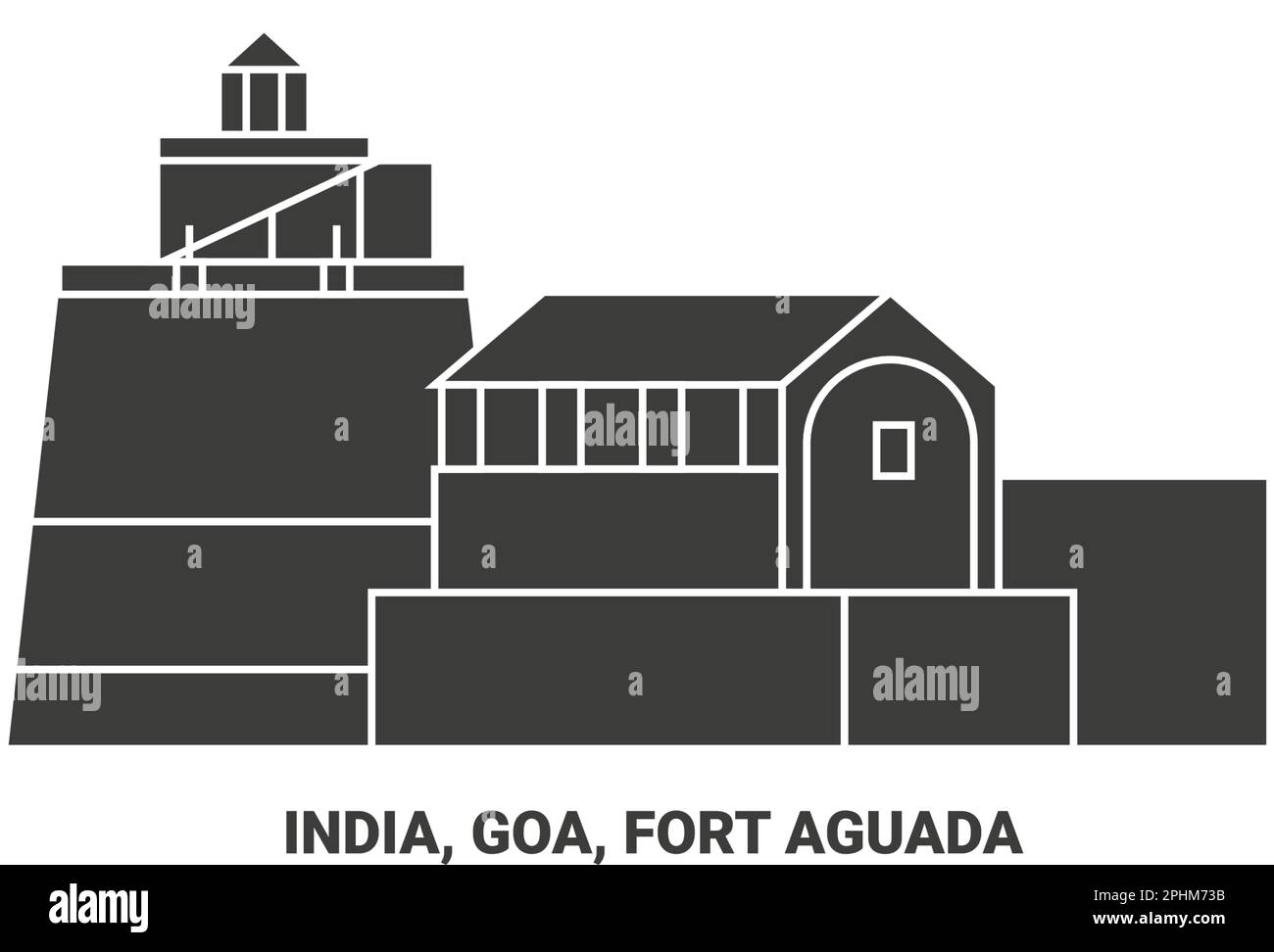 Indiens, Goas, Fort Aguada Reise-Vektordarstellung Stock Vektor