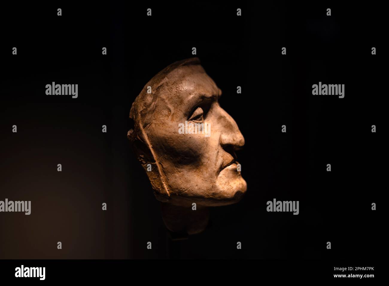 Dantes Totenmaske im Palazzo Vecchio in Florenz Stockfoto