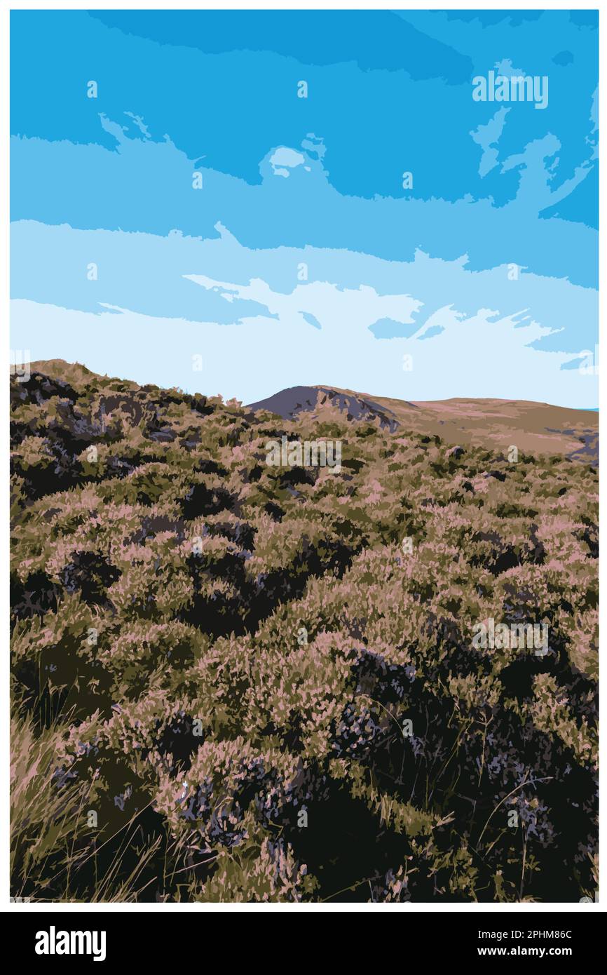 Nostalgisches Retro-Reiseposter des Peak District National Park, England, Großbritannien im Stil von Work Projects Administration. Stock Vektor