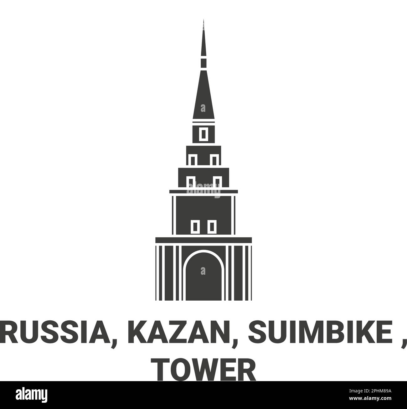 Russland, Kasan, Suimbike, Tower Reise Wahrzeichen Vektordarstellung Stock Vektor