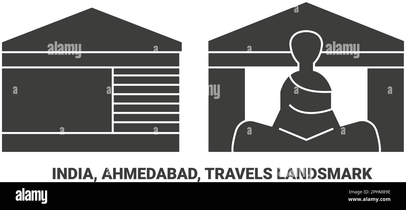 Indien, Ahmedabad, Reise Landsmark Reise Landmark Vektordarstellung Stock Vektor