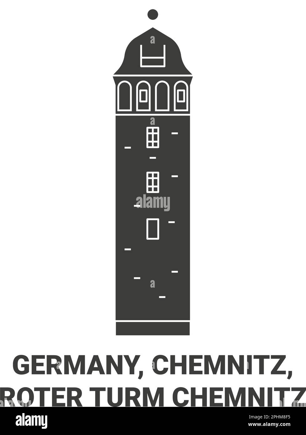 Deutschland, Chemnitz, Roter Turm Chemnitz Reise Landmark Vector Illustration Stock Vektor