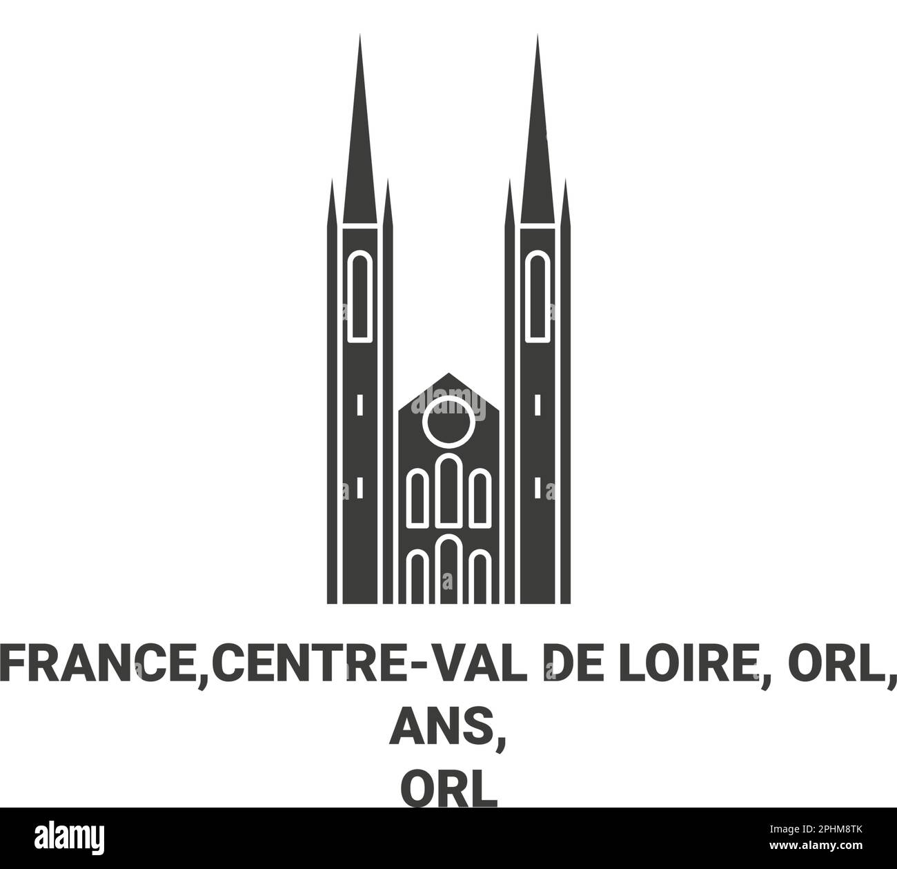 Frankreich, Centreval De Loire, Orl, ans, Orlans Kathedrale Reise Wahrzeichen Vektordarstellung Stock Vektor