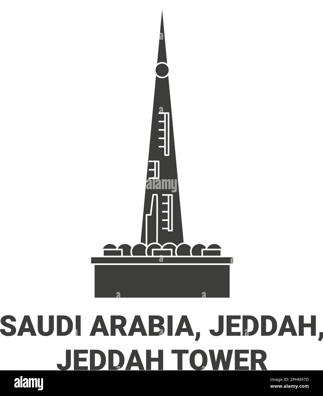Saudi-Arabien, Jeddah, Jeddah Tower Reise-Wahrzeichen-Vektordarstellung Stock Vektor