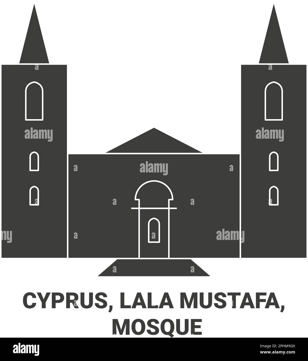 Zypern, Lala Mustafa, Moschee Reise-Wahrzeichen-Vektordarstellung Stock Vektor