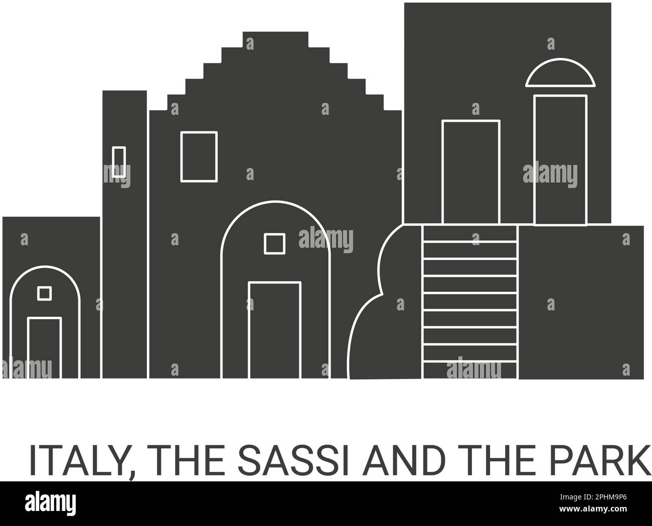 Vektordarstellung für Italien, die Sassi und den Park Stock Vektor