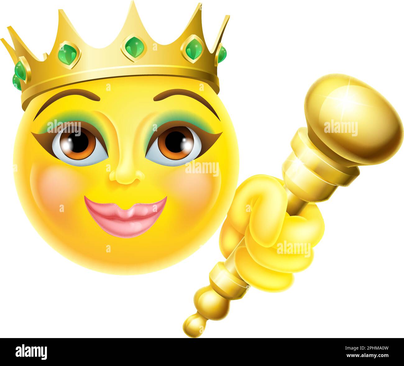 Königin Prinzessin Emoticon Gold Krone Cartoon Gesicht Stock Vektor