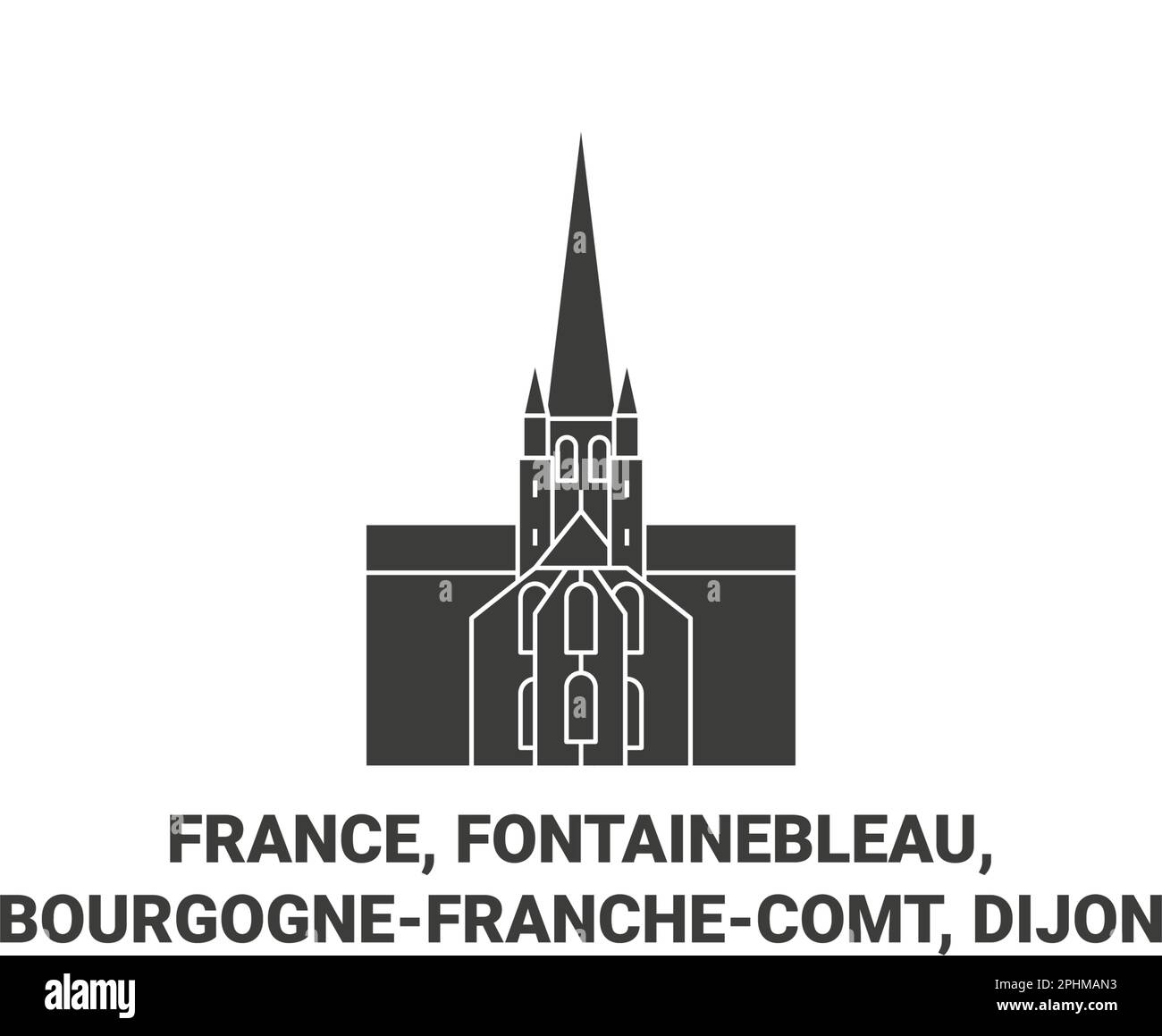 Frankreich, Fontainebleau, Bourgognefrancheckomt, Dijon Travel Landmark Vektordarstellung Stock Vektor