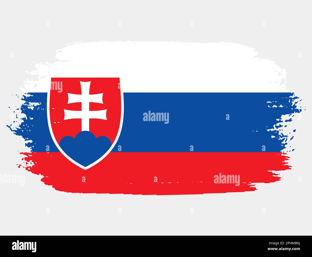 Künstlerische Grunge-Pinselflagge der Slowakei isoliert auf weißem Hintergrund. Elegante Textur der Nationalflagge Stock Vektor
