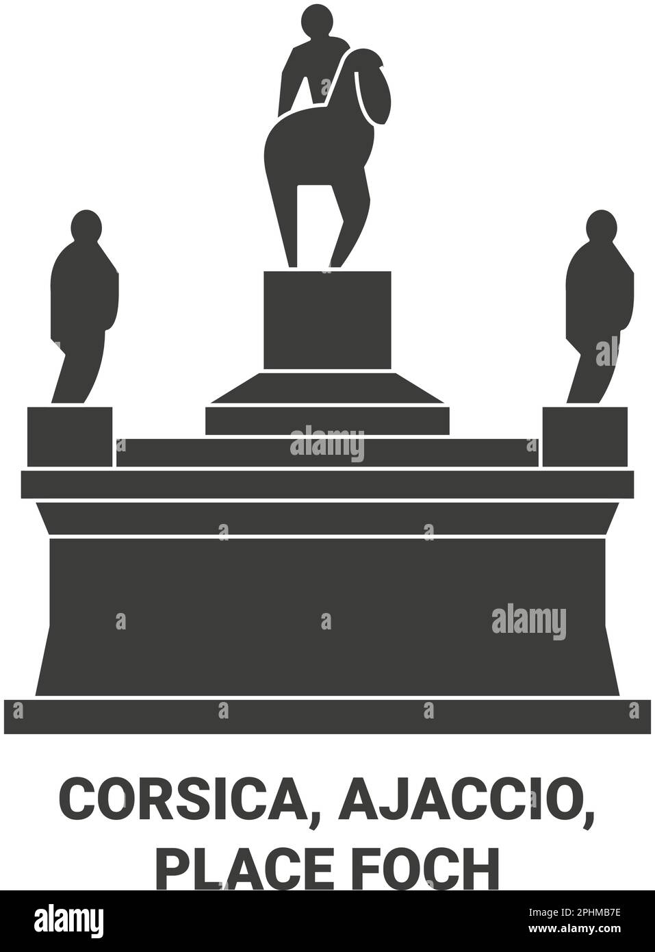 Frankreich, Korsika, Ajaccio, Place Foch Reise Landmark Vektordarstellung Stock Vektor