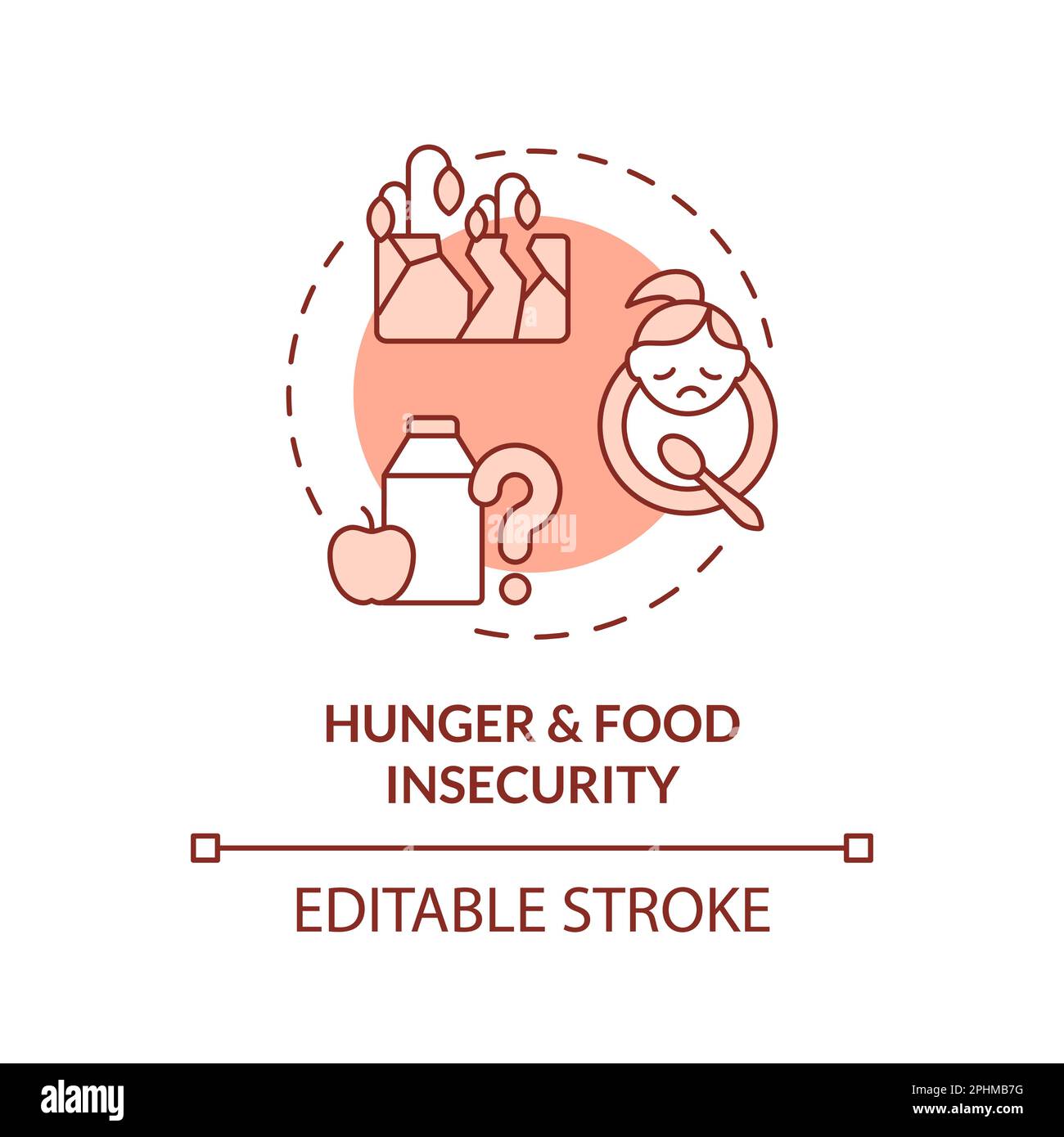 Hunger und Ernährungsunsicherheit rotes Symbol Stock Vektor