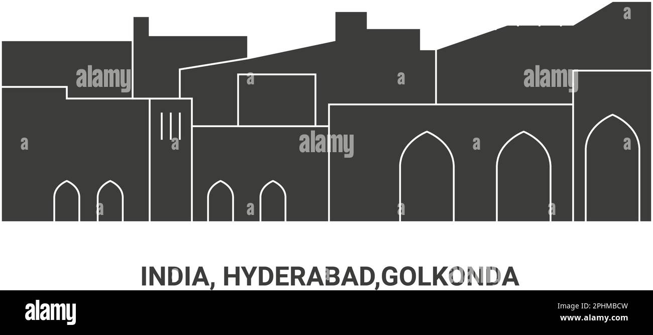 Indien, Hyderabad, Golkonda, Reise-Wahrzeichen-Vektordarstellung Stock Vektor