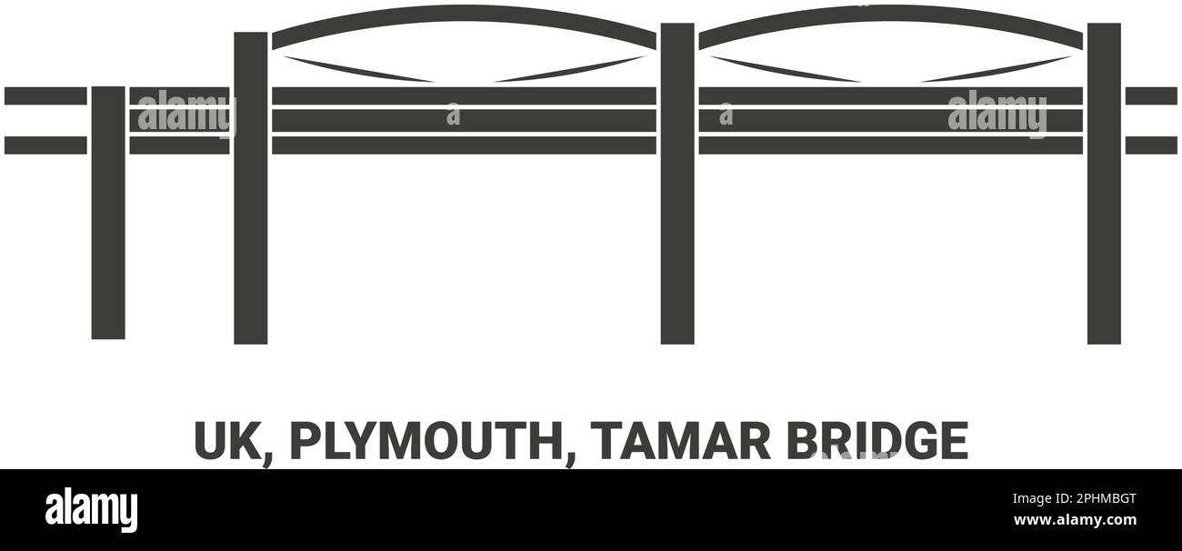 England, Plymouth, Tamar Bridge, Reise-Wahrzeichen-Vektordarstellung Stock Vektor