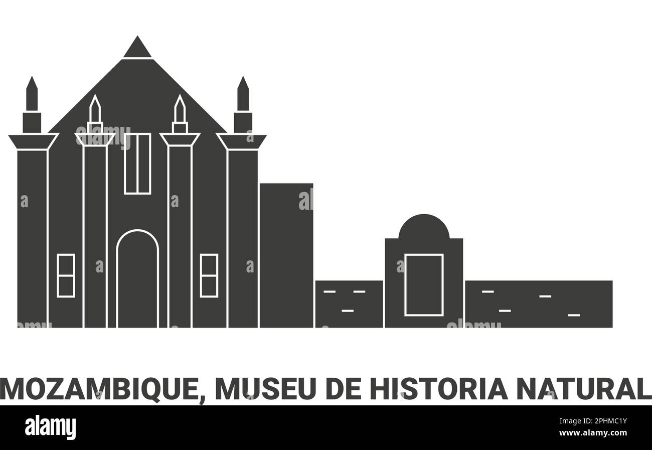 Mosambik, Museu de Historia Natural, Vektordarstellung für Reiseziele Stock Vektor