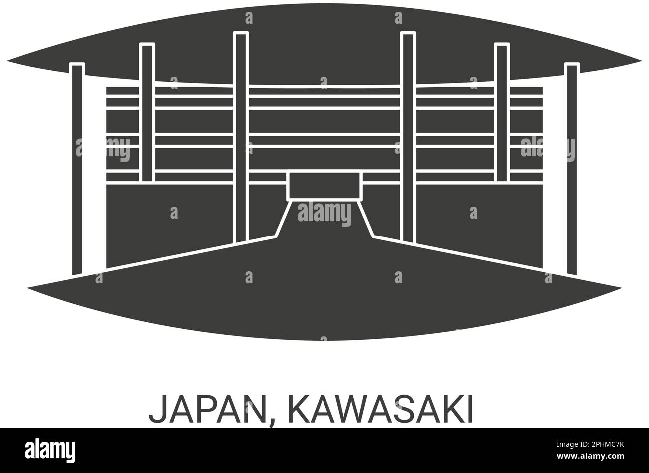 Japan, Kawasaki Reise-Wahrzeichen-Vektordarstellung Stock Vektor