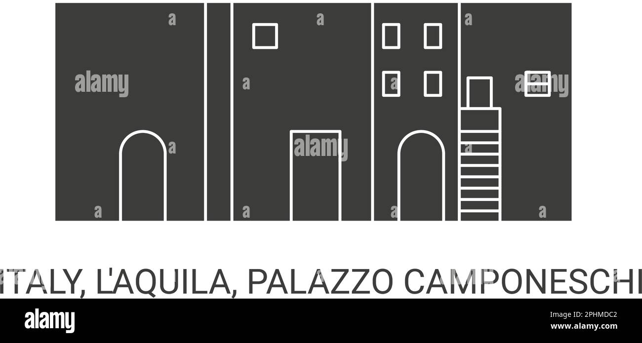 Italien, L'aquila, Palazzo Camponeschi, Reise-Wahrzeichen-Vektordarstellung Stock Vektor