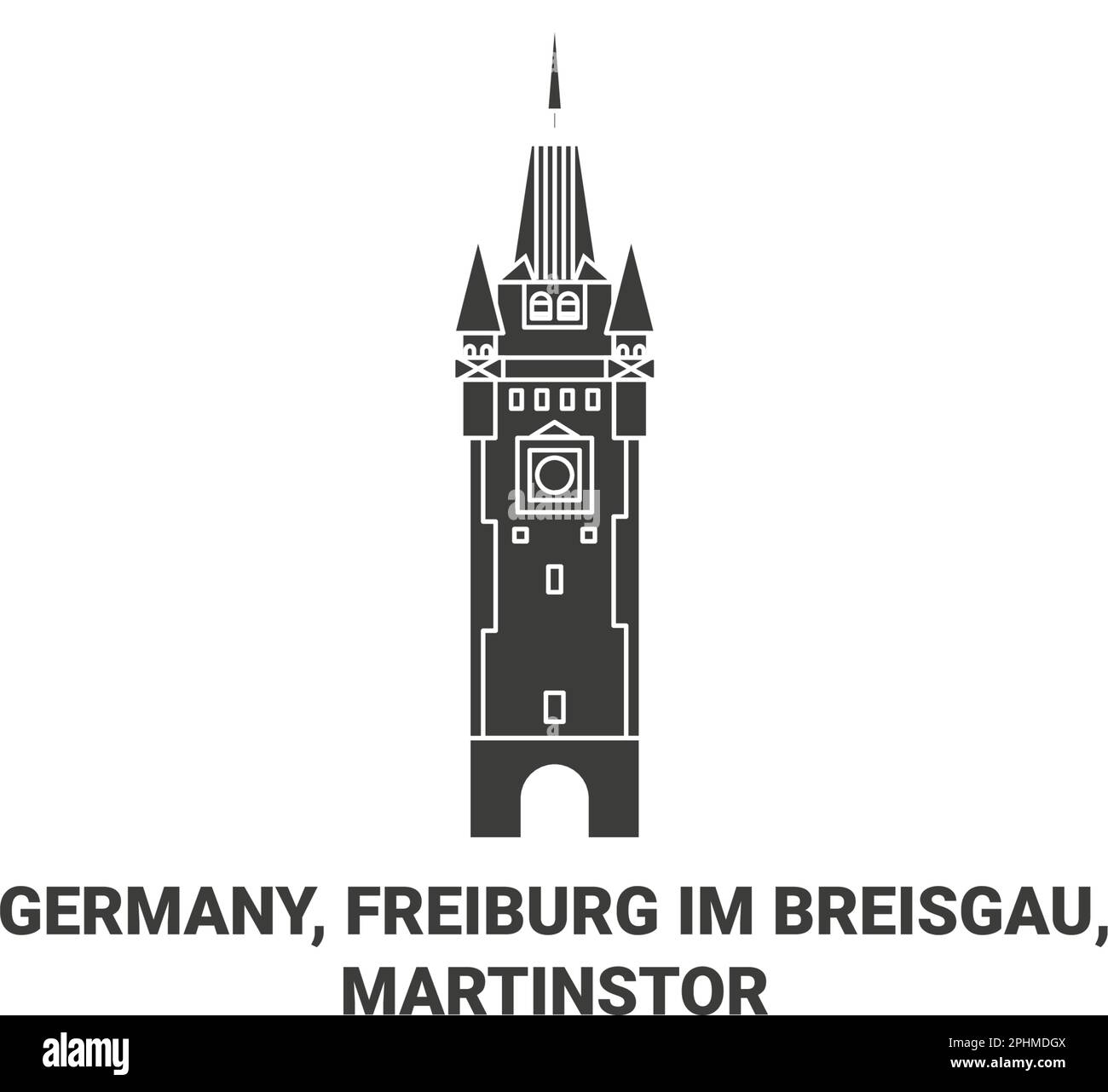 Deutschland, Freiburg im Breisgau, Martinstor Travel Landmark Vector Illustration Stock Vektor