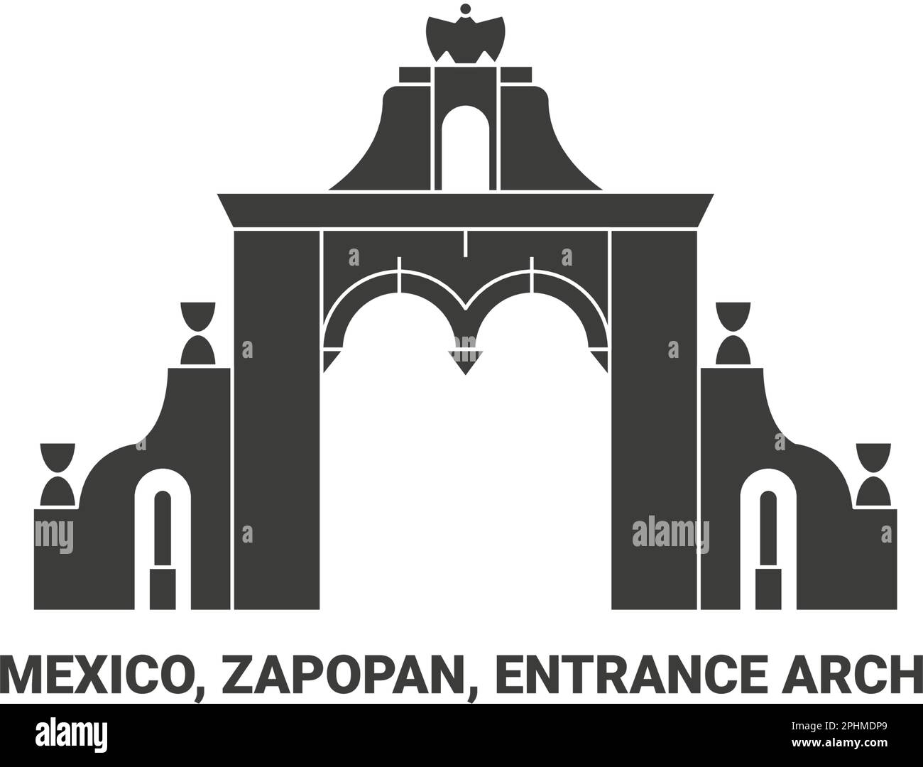 Mexiko, Zapopan, Eingangsbogen, Reise-Wahrzeichen-Vektordarstellung Stock Vektor