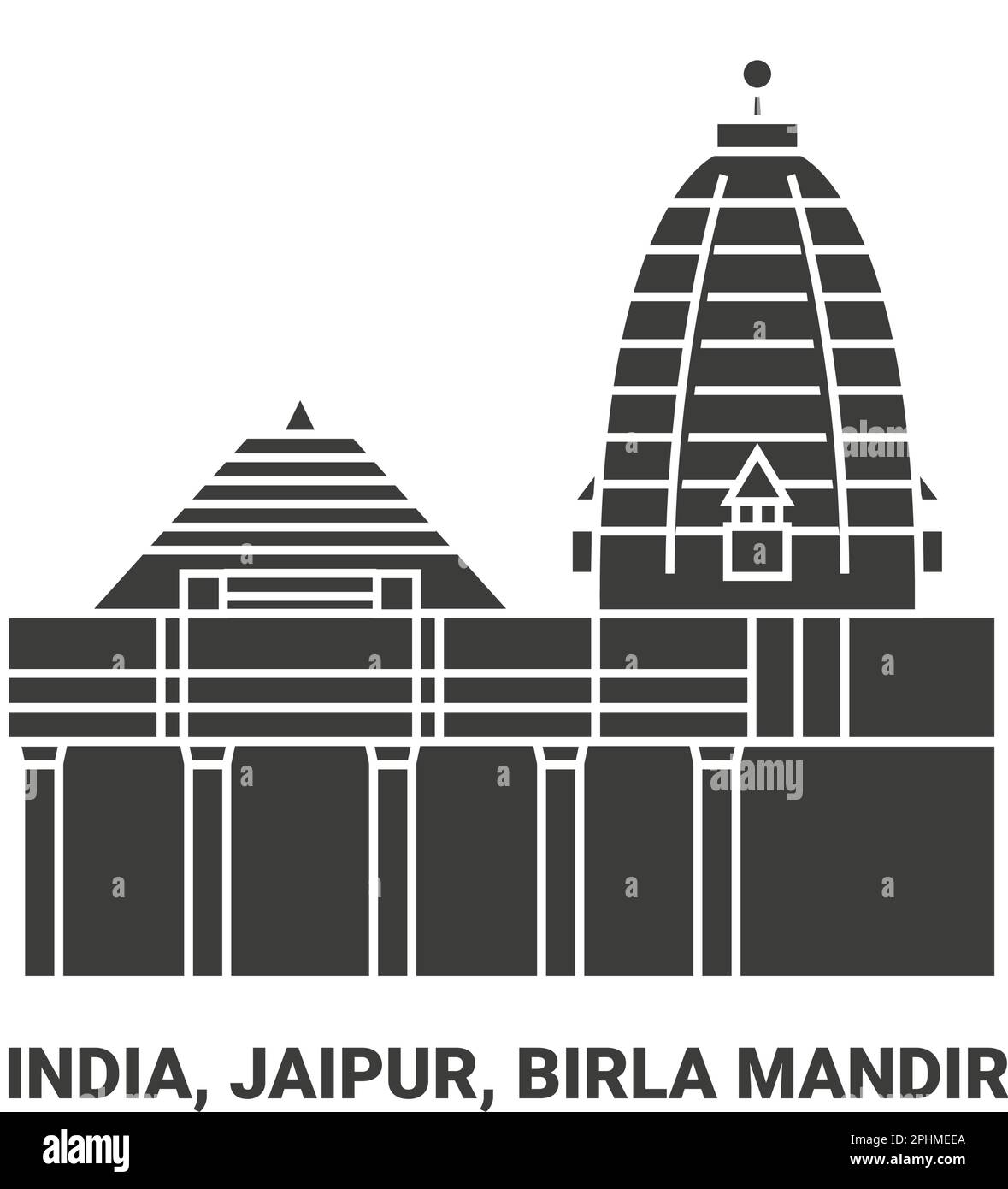 Indien, Jaipur, Birla Mandir, Reise-Wahrzeichen-Vektordarstellung Stock Vektor