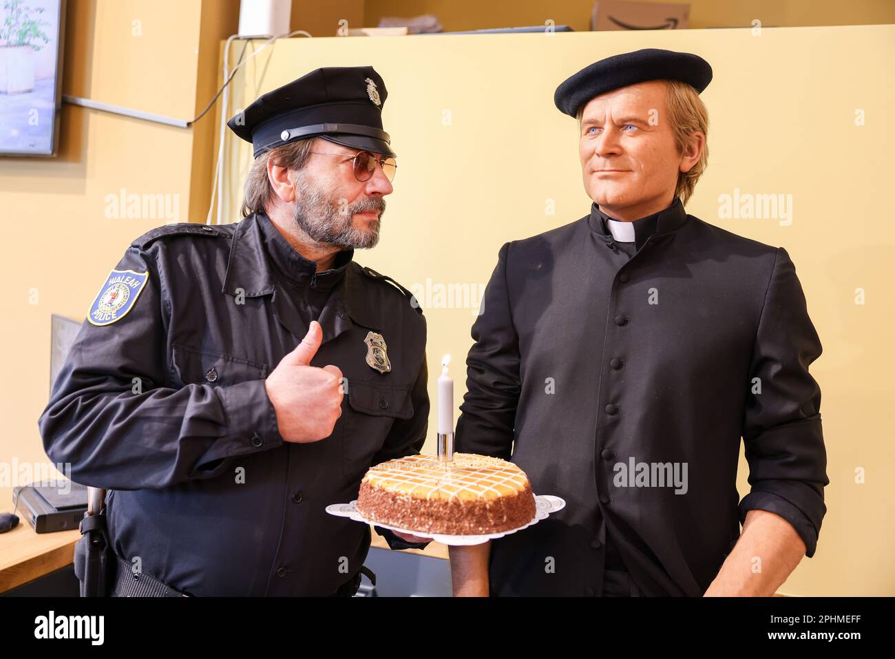 Berlin, Deutschland. 29. März 2023. Bud Spencer Double Andreas steht