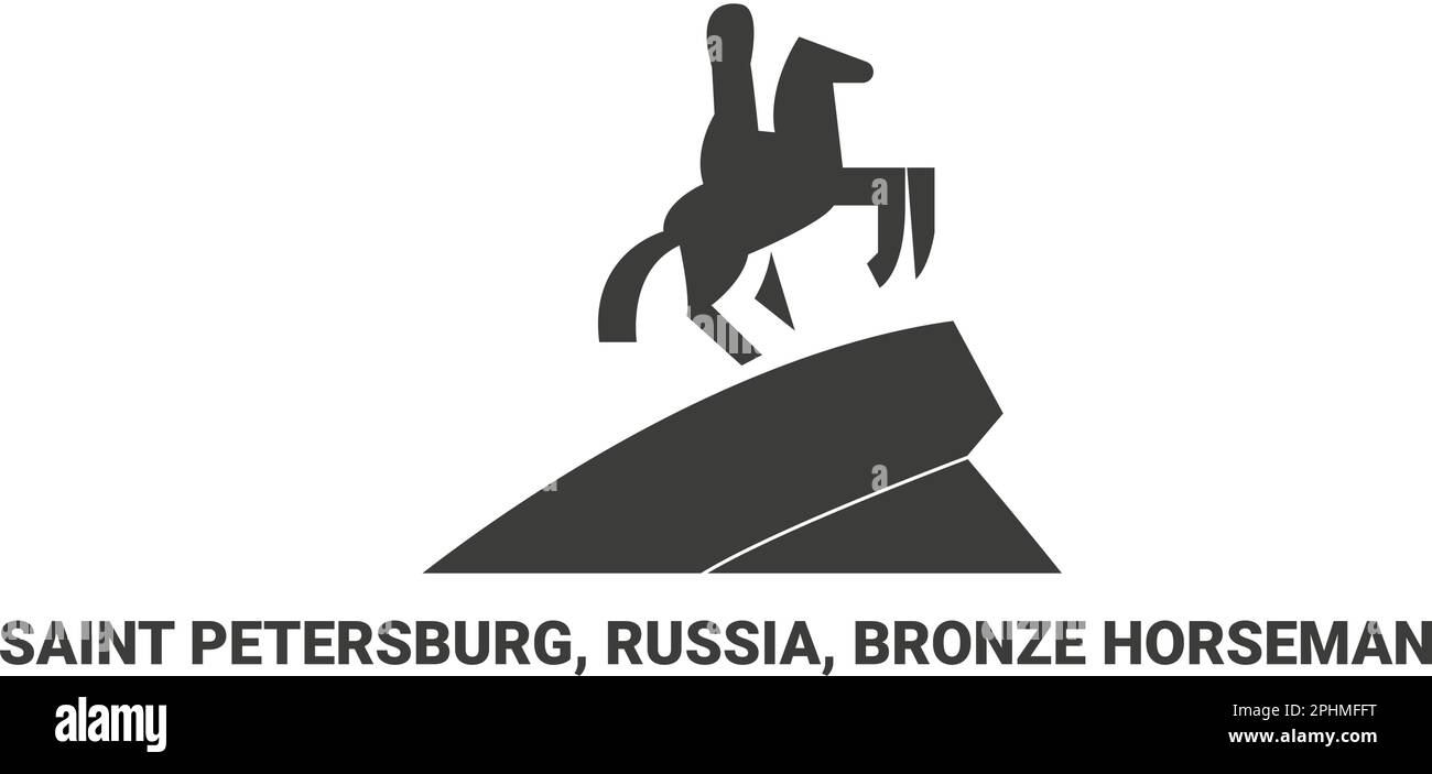Russland, Sankt Petersburg, Russland, Bronze Reiter, Reise-Wahrzeichen-Vektordarstellung Stock Vektor