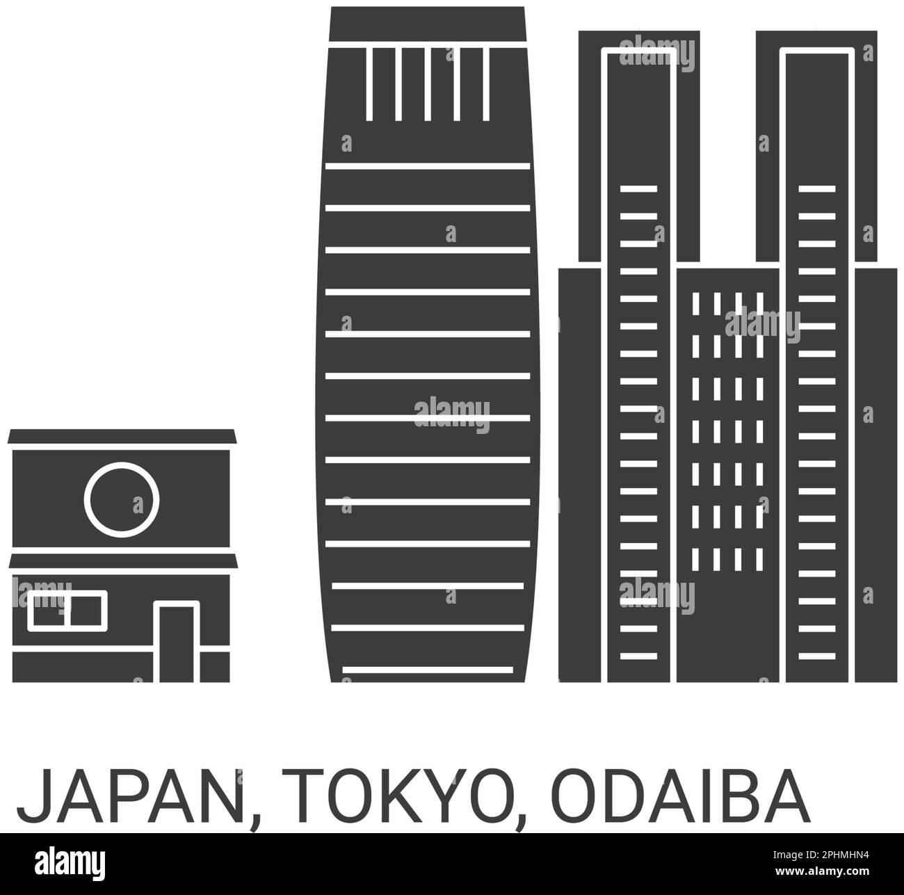 Japan, Tokio, Odaiba, Reise-Wahrzeichen-Vektordarstellung Stock Vektor