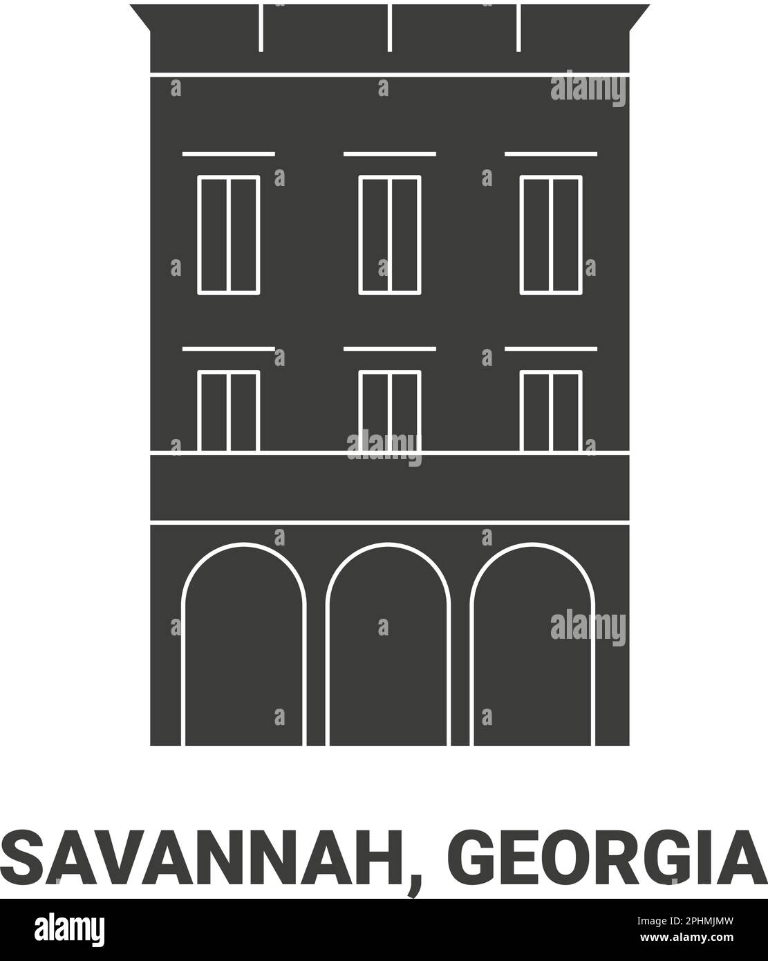 Vektorgrafik für Reisen in die USA, Savannah, Georgia Stock Vektor