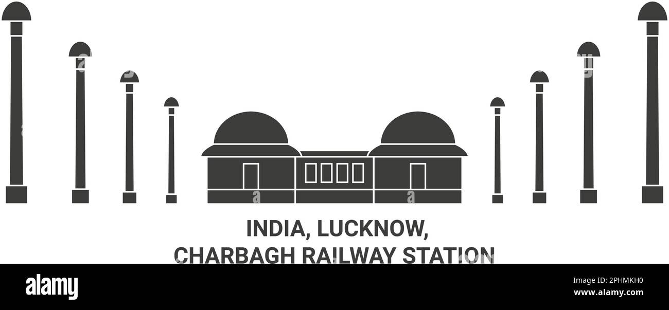 Vektorgrafik für Reisen in Indien, Lucknow, Charbagh Bahnhof Stock Vektor