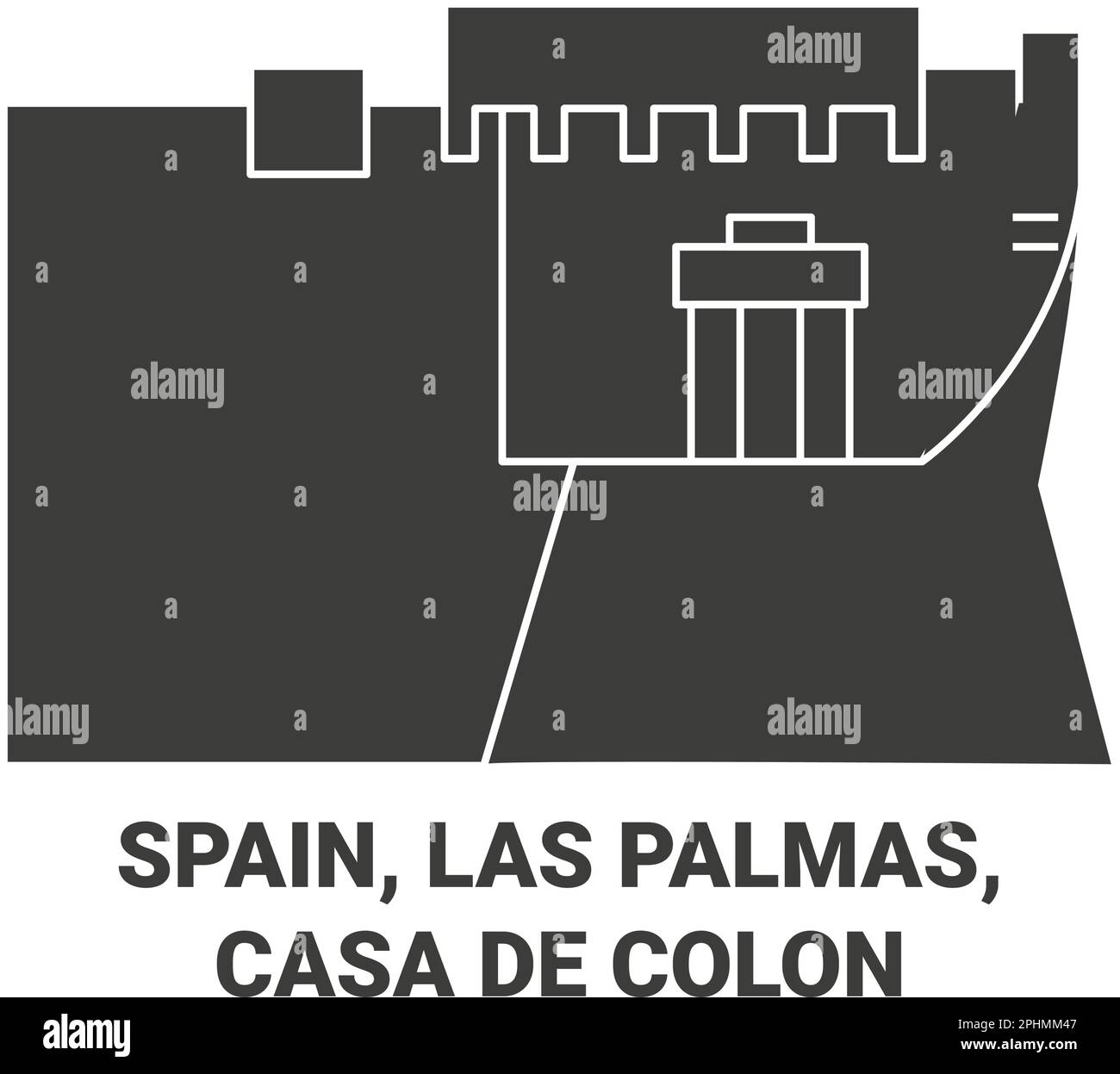 Spanien, Las Palmas, Casa De Coln reisen als Vektorbild für Wahrzeichen Stock Vektor