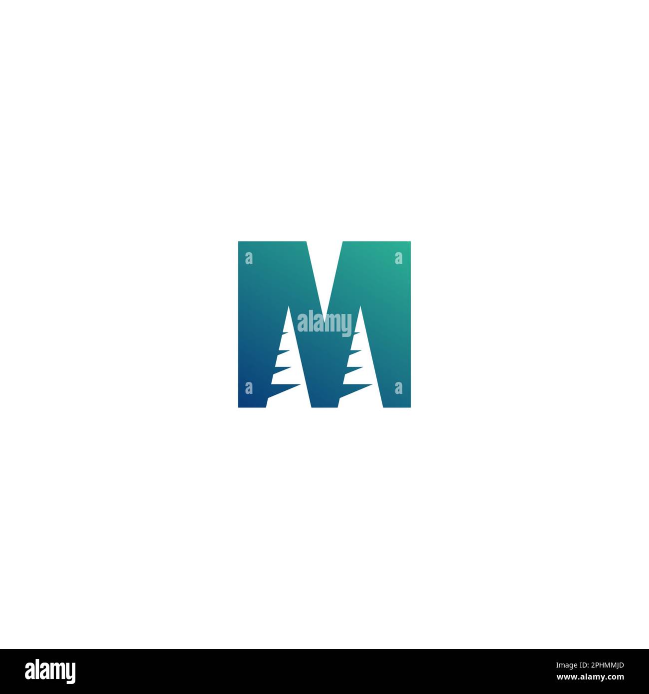 M Pine Logo-Design. M Anfangsvektor Stock Vektor