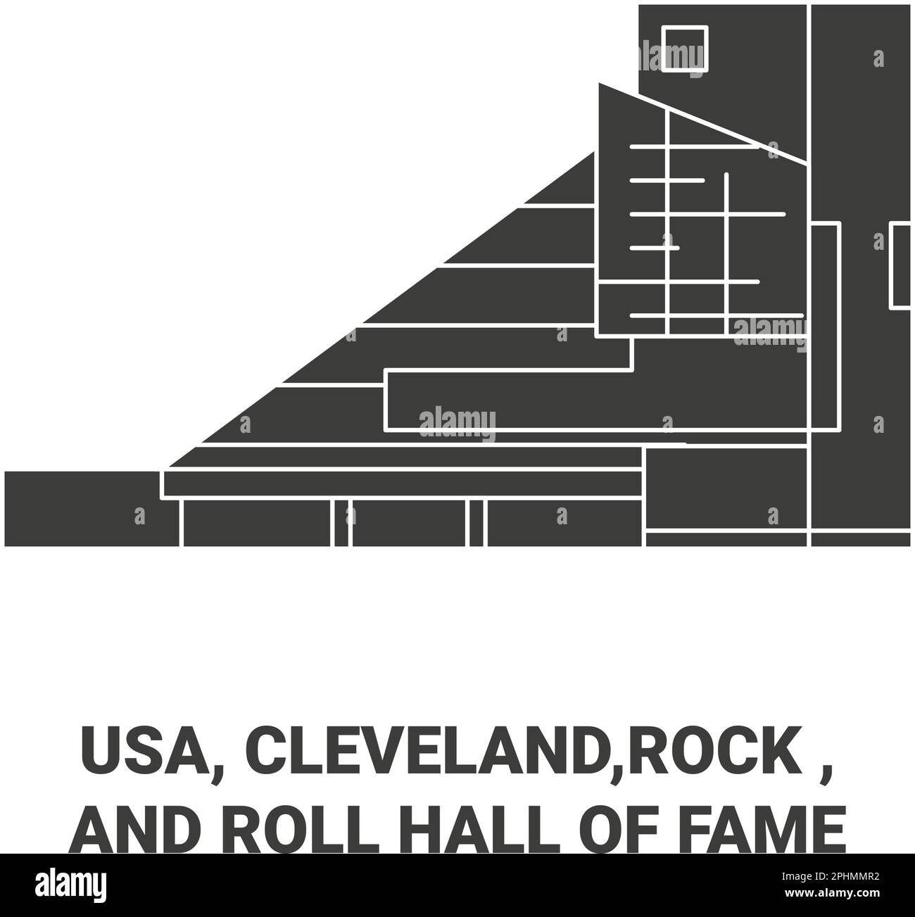 USA, Cleveland, Rock und Roll Hall of Fame reisen als Vektorbild Stock Vektor