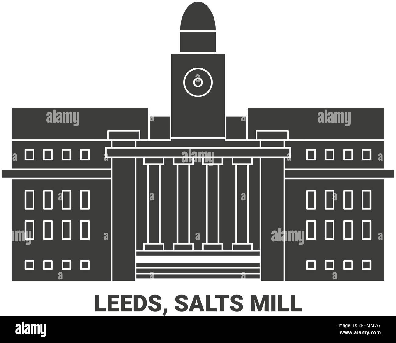 Vektordarstellung der Landmarke UK, Leeds, Salts Mill Travel Stock Vektor