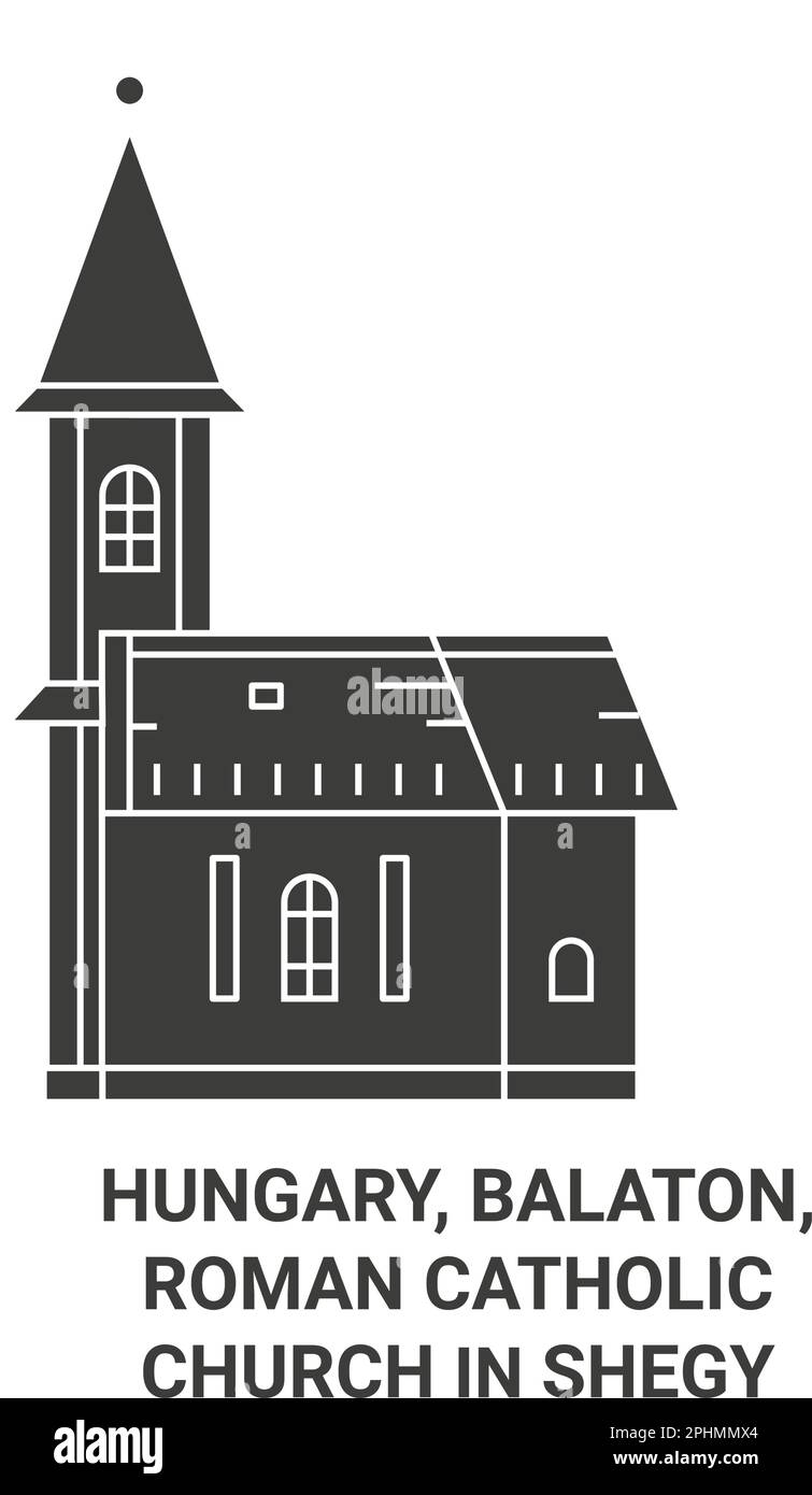 Ungarn, Balaton, römisch-katholische Kirche in Krshegy reisen Wahrzeichen Vektordarstellung Stock Vektor