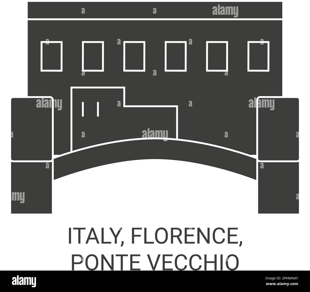 Italien, Florenz, Ponte Vecchio Reise-Wahrzeichen-Vektordarstellung Stock Vektor