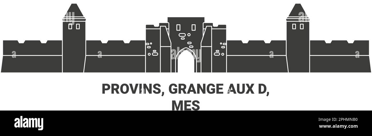 Vektordarstellung für Frankreich, Provins, Grange Aux D, MES Travel Landmark Stock Vektor