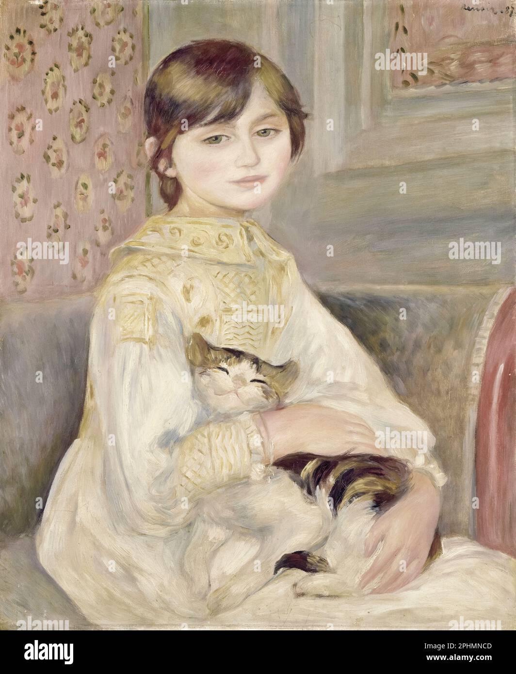 Julie Manet (1878-1966), Tochter und einziges Kind des Künstlers Berthe Morisot und Eugène Manet, Porträtmalerei in Öl auf Leinwand von Pierre Auguste Renoir, 1887 Stockfoto