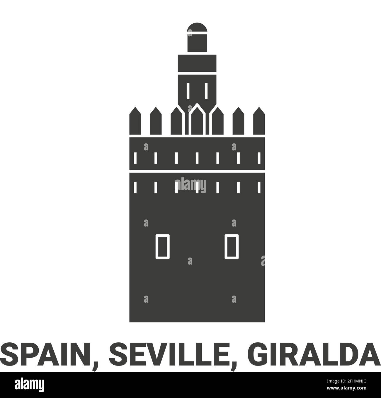 Spanien, Sevilla, Giralda, Reise-Wahrzeichen-Vektordarstellung Stock Vektor
